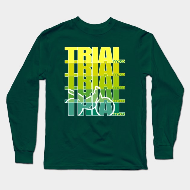 green yellow TRIAL Trialbike echo contour, Motorbike Sport Motorsports Long Sleeve T-Shirt by ALLEBASIdesigns
